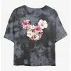 HER Disney Mickey Mouse Tropical Flower Womens Tie-Dye Crop T-Shirt