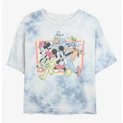 HER Disney Mickey Mouse Group Womens Tie-Dye Crop T-Shirt