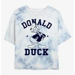 HER Disney Donald Duck Collegiate Womens Tie-Dye Crop T-Shirt