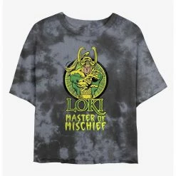HER Marvel Loki Master Of Mischief Womens Tie-Dye Crop T-Shirt