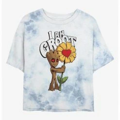 HER Marvel Guardians Of The Galaxy Flower Groot Womens Tie-Dye Crop T-Shirt