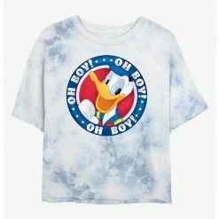 HER Disney Donald Duck Oh Boy Womens Tie-Dye Crop T-Shirt