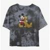 HER Disney Mickey Mouse And Pluto Womens Tie-Dye Crop T-Shirt