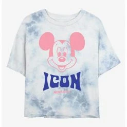 HER Disney Mickey Mouse An Icon Womens Tie-Dye Crop T-Shirt